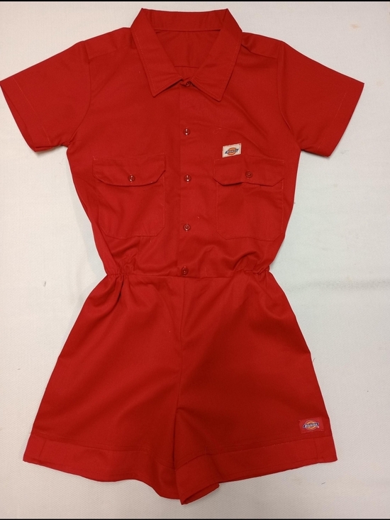 Dickies Pants - Dickies Red Short-Sleeve Utility Romper